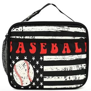 Black and Red Baseball Lunch Bag